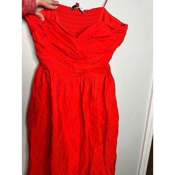 TOCCIN x RTR Red Sweetheart Neckline Strapless Flowy Skirt Midi Dress Size 14 - Picture 7 of 16
